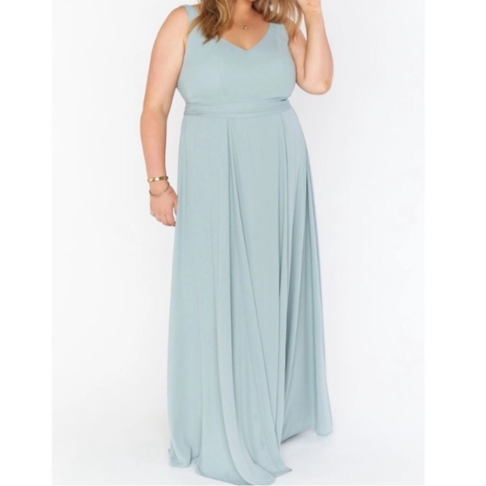 Show Me Your Mumu Jenn Maxi Dress NWT Women’s 1X Silver Sage Crisp Bridesmaid